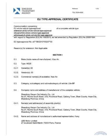 EU TYPE APPROVAL